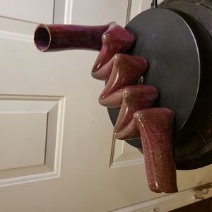 Stoneware Raku Studio Pottery Ceramic Mid-century Modern Zigzag Tube Vase